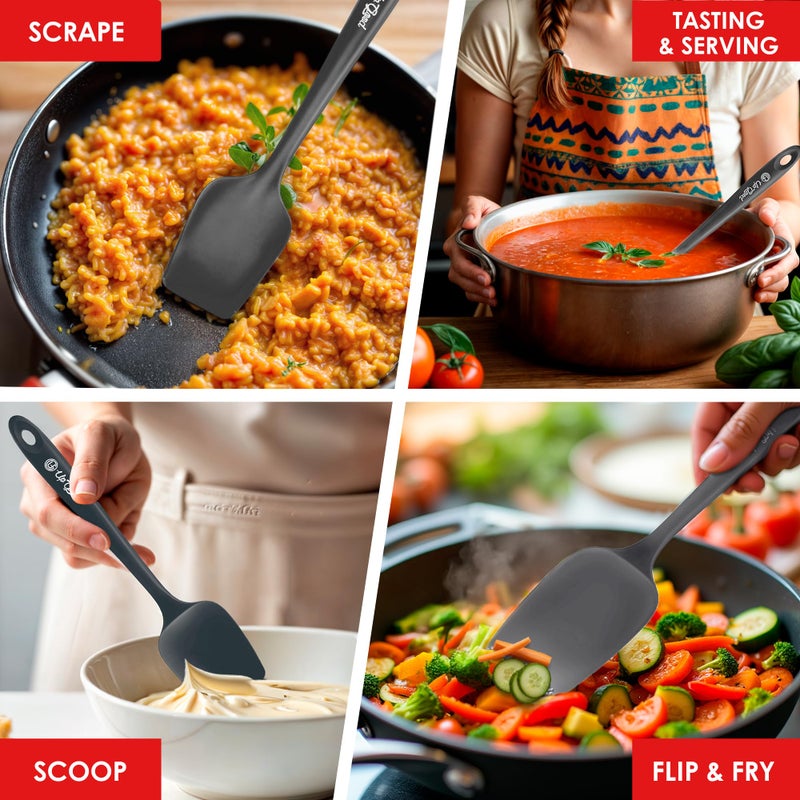UpGood Silicone Spoon Spatula - 600ÂºF Heat-Resistant Non-Stick Rubber Spoonula | Use as Silicone Kitchen Scraper Utensil - Baking and Cooking Strong Stainless Steel Core | UpGood Kitchen Utensils, (Grey) - Image 5